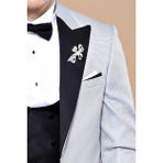 Wessi Erkek Slim Fit Yelekli Sivri Yaka Damatlık - 50 - 6 Drop - Gri