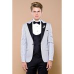 Wessi Erkek Slim Fit Yelekli Sivri Yaka Damatlık - 52 - 6 Drop - Gri