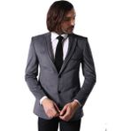 Wessi Erkek Torba Cep Biyeli Mono Yaka Slim Fit Ceket - Açık Gri - 48