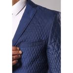 Wessi Erkek Üç Boyutlu Kapitone Slim Fit Spor Ceket - Koyu Mavi - 50