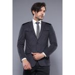 Wessi Erkek Velvet Ceket Koyu Gri Kapitone Dikişli Slim Fit %65 Polyester %35 Viskon - 48