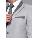 Wessi Erkek Yaka Modelli Slim Fit Ceket - Gri - 56