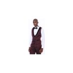 Wessi Erkek Yelekli Damatlık Slim Fit Takım Elbise - 44 - 6 Drop - Bordo