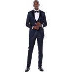 Wessi Erkek Yelekli Damatlık Slim Fit Takım Elbise - 56 - 6 Drop - İndigo
