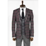 Wessi Gri Ekose Ceketli Slim Fit Takım Elbise - 60