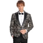 Wessi Işıltılı Sarmaşık Desenli Slim Fit Siyah Erkek Smokin Ceket - 52