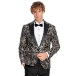 Wessi Işıltılı Sarmaşık Desenli Slim Fit Siyah Erkek Smokin Ceket