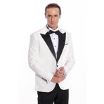 Wessi Kadife Slim Fit Beyaz Erkek Smokin Ceketi
