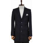 Wessi Kaşe Slim Fit Geniş Yaka Gri Erkek Kaban - 48 - Siyah