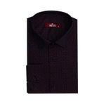 Wessi Kaz Ayağı Desenli Slim Fit Bordo Erkek Gömlek