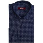 Wessi Kaz Ayağı Desenli Slim Fit Lacivert Erkek Gömlek