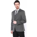 Wessi Kendinden Desenli Slim Fit Füme Erkek Ceket - 58 - Siyah