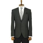 Wessi Kendinden Desenli Slim Fit Sivri Yaka Antrasit Erkek Ceket - 60 - Füme