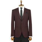 Wessi Kendinden Desenli Slim Fit Sivri Yaka Bordo Erkek Ceket - Wessi