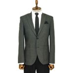 Wessi Kendinden Desenli Slim Fit Sivri Yaka Gri Erkek Ceket - 58