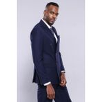 Wessi Kruvaze Lacivert Slim Fit Takım Elbise - 6 Drop - 54