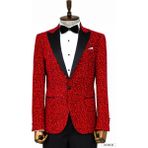 Wessi Leopar Desenli Slim Fit Dik Yaka Bordo Erkek Balo Ceketi - Wessi - 60