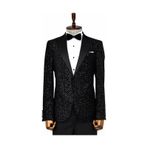 Wessi Leopar Desenli Slim Fit Siyah Erkek Smokin Ceket