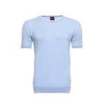 Wessi - Mavi Bisiklet Yaka Kenarları Desenli Örme T-shirt