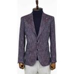 Wessi Mor Desenli Slim Fit Spor Ceket - Bordo - 50