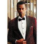 Wessi Nokta Desenli Slim Fit Bordo Erkek Smokin Ceket - 58