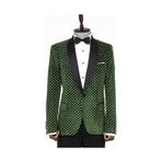 Wessi Nokta Desenli Slim Fit Koyu Yeşil Erkek Smokin Ceket