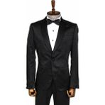 Wessi Siyah Nokta Desenli Slim Fit Smokin Ceket - Black - 46