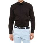 Wessi Siyah Pamuk Saten Slim Fit Gömlek