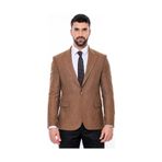 Wessi Slim Fit Desenli Açık Kahverengi Erkek Ceket