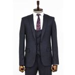 Wessi Slim Fit Desenli Lacivert Erkek Takım Elbise