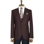 Wessi Slim Fit Desensiz Geniş Yaka Bordo Erkek Yün Ceket - Wessi - 54