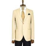 Wessi Slim Fit Desensiz Geniş Yaka Krem Erkek Yün Ceket - Wessi - 54