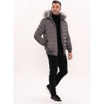 Wessi Slim Fit Kapüşonlu Gri Erkek Şişme Mont - 46