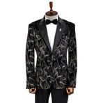 Wessi Slim Fit Simli Siyah Erkek Smokin Ceket - Wessi