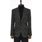 Wessi Slim Fit Spor Ceket Erkekler İçin Siyah Desenli %80 Viscose %17 Polyester %3 Elastan - Black - 46