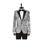 Wessi Slim Fit Zebra Desen Erkek Smokin Ceket - Beyaz