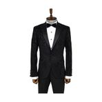 Wessi Slim Fit Zebra Desen Erkek Smokin Ceketi - Siyah