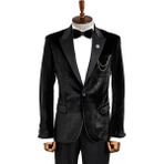 Wessi Slimfit Damatlık Ceket Siyah Erkek %20 Polyester %80 Viskon Şık Detaylarla Tasarlandı - Black - 54