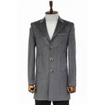 Wessi Süet Slim Fit Uzun Gri Erkek Kaban