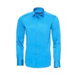 Wessi Uzun Kollu Pamuk Saten Slim Fit Turkuaz Erkek Gömlek