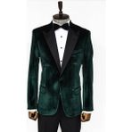 Wessi Yeşil Velvet Slim Fit Smokin Ceketi - 52