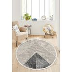 West Home Dijital Baskı Makinede Yıkanabilir Kaymaz Taban Leke Tutmaz Yuvarlak Salon Halısı Mutfak Halısı ve Balkon Halısı - 160 x 160 cm - Açık Bej - Krem