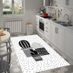 West Home Dijital Baskı Yıkanabilir Kaymaz Taban Salon Halısı Mutfak Halısı Yolluk ve Banyo Paspası - 100 x 160 cm - Gri