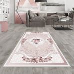 West Home Dijital Baskı Yıkanabilir Kaymaz Taban Salon Halısı Mutfak Halısı Yolluk ve Banyo Paspası - 60 x 100 cm - Pudra