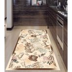West Home Dijital Baskılı Yıkanabilir Kaymaz Taban Mutfak Halısı - 100 x 200 cm - Bej