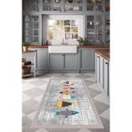 West Home Dijital Baskılı Yıkanabilir Kaymaz Taban Mutfak Halısı Wh 342 Silver