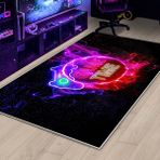 West Home Gamer Halı Oyuncu Odası Için LED Işık Görselli Yıkanabilir Kaymaz Taban Halı Genç Odası Için Halı - 100 x 300 cm - Siyah - Kırmızı