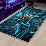 West Home Gamer Halı Oyuncu Odası Için LED Işık Görselli Yıkanabilir Kaymaz Taban Halı Genç Odası Için Halı - 80 x 250 cm - Yeşil