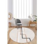 West Home Makinede yıkanabilir kaymaz taban leke tutmaz bej yuvarlak mutfak halısı ve balkon halısı
