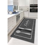 West Home Makinede Yıkanabilir Kaymaz Taban Leke Tutmaz Gri Mutfak Halısı Mutfak Yolluk ve Balkon Halısı